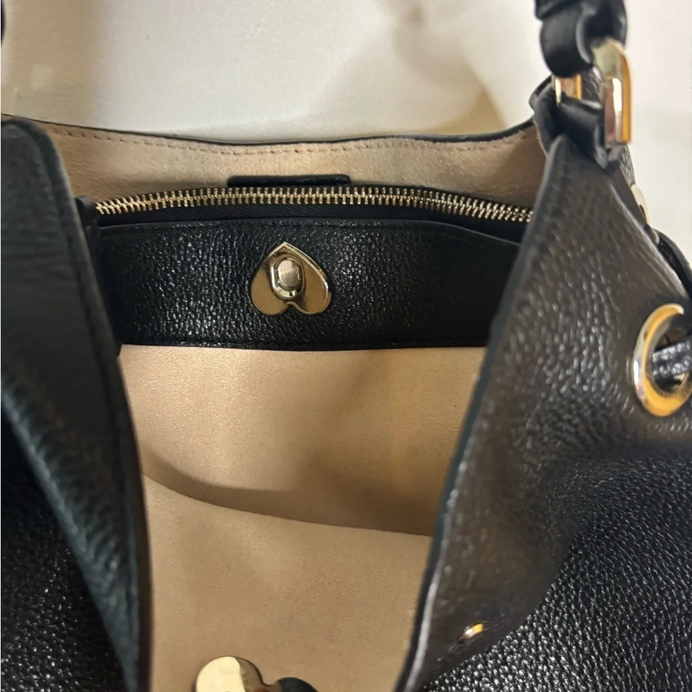 Kate Spade Black Pebble Leather Bucket Bag